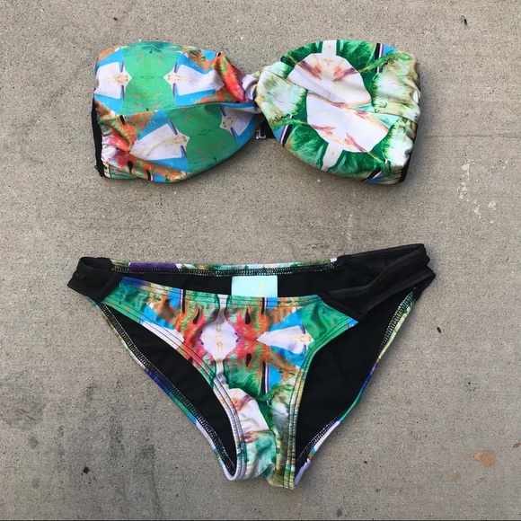 Suboo Swim Exotic Print Black Strapless Bikini XS - Picture 2 of 7